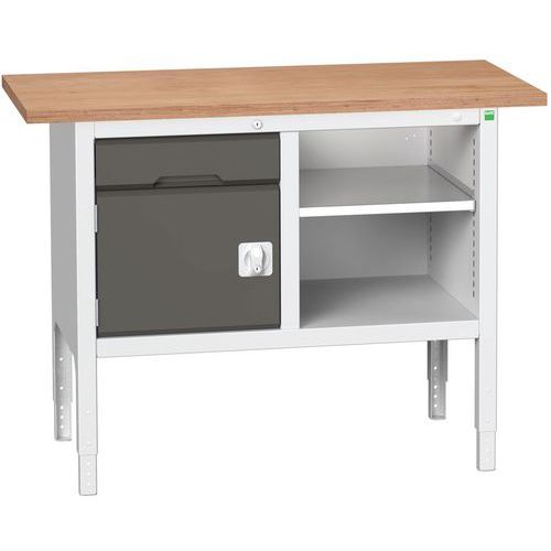 Műhelyasztalok Bott Verso Storage, 83-93 x 125 x 60 cm, többféle felszerelés, multiplex