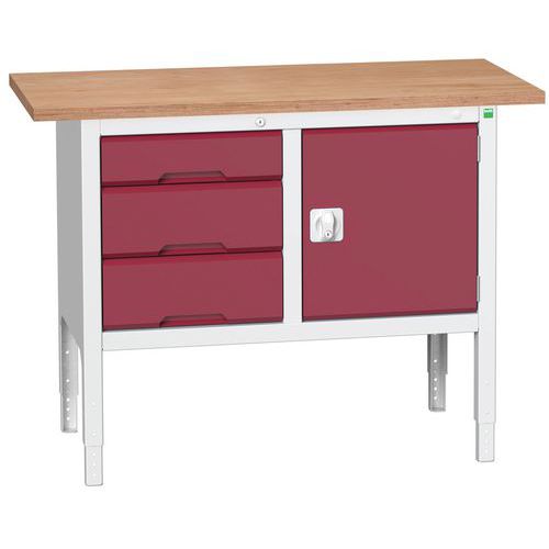 Műhelyasztalok Bott Verso Storage, 83-93 x 125 x 60 cm, többféle felszerelés, multiplex