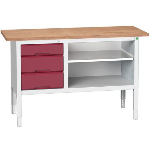 Műhelyasztalok Bott Verso Storage, 83-93 x 150 x 60 cm, többféle felszerelés, multiplex