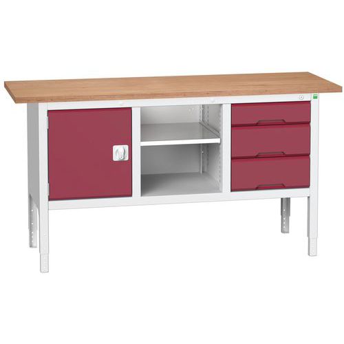 Műhelyasztalok Bott Verso Storage, 83-93 x 175 x 60 cm, többféle felszerelés, multiplex