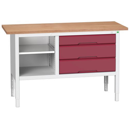Műhelyasztalok Bott Verso Storage, 83-93 x 150 x 60 cm, többféle felszerelés, multiplex