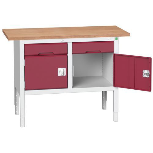 Műhelyasztalok Bott Verso Storage, 83-93 x 125 x 60 cm, többféle felszerelés, multiplex