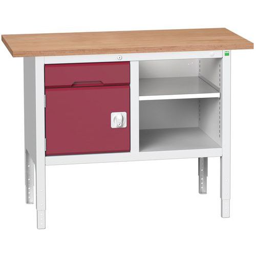 Műhelyasztalok Bott Verso Storage, 83-93 x 125 x 60 cm, többféle felszerelés, multiplex