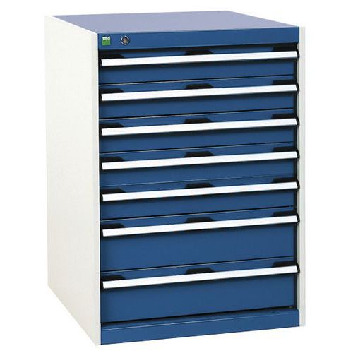 Műhely fiókos szekrények Bott Cubio, 90 x 65 x 52,5-75 cm, 7 fiók
