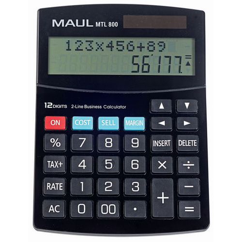 Maul MTL 800 asztali számológép, 12 gombbal, kétsoros kijelzővel