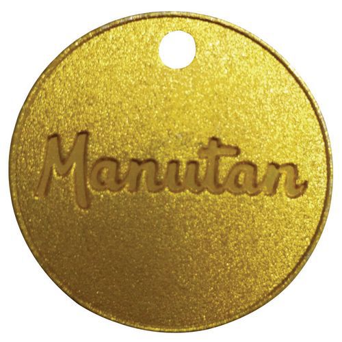 Manutan sárgaréz zseton, átmérője 30 mm, számozott 001 - 100