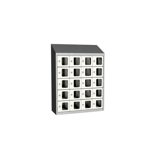 Olaf hegesztett szekrények személyes tárgyakra áttetsző ajtóval, 20 box, hengerzár