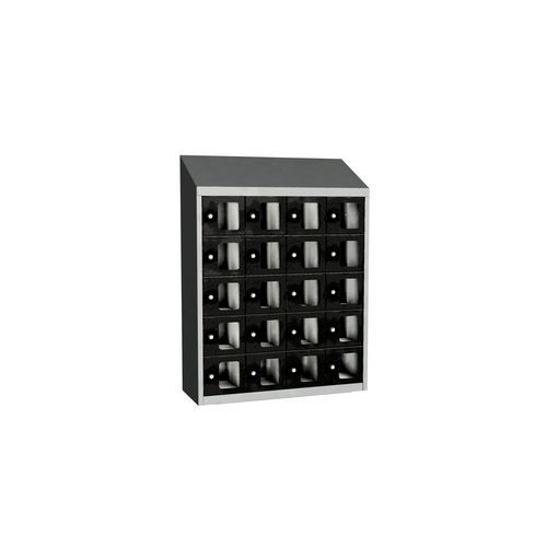 Olaf hegesztett szekrények személyes tárgyakra áttetsző ajtóval, 20 box, hengerzár