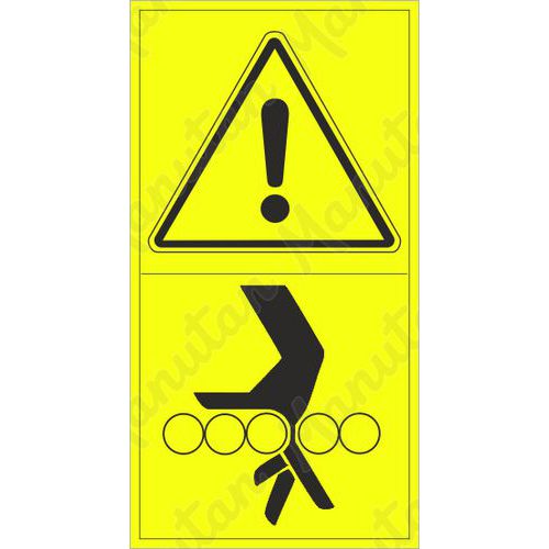 Figyelmeztető táblák - A kéz hengerek közé behúzásának veszélye