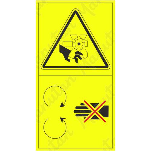 Figyelmeztető tábla - A kéz vagy ujjak levágásának veszélye