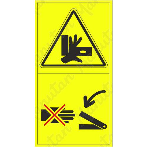 Figyelmeztető táblák - A kezek oldalsó erővel történő összenyomásának veszélye