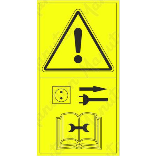 Figyelmeztető táblák - Javítás vagy beállítás közben válassza le az áramforrásról
