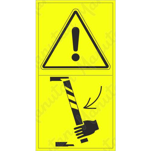 Figyelmeztető táblák - Biztosítsa a gép egy részét a véletlen süllyedés ellen
