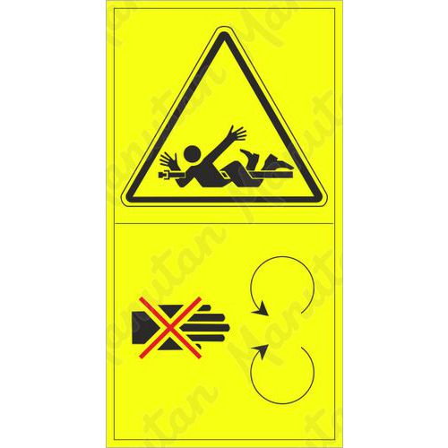 Figyelmeztető táblák - A forgó hajtótengelyre csavarodás veszélye