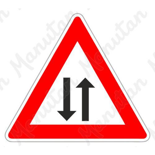 Figyelmeztető táblák - Kétirányú forgalom A9 közlekedési tábla