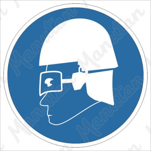 Munkavédelmi tábla - Belépés csak védőszemüvegben vagy arcvédőben