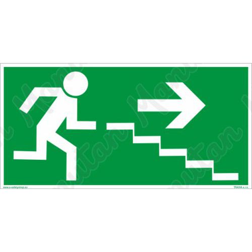 Biztonsági tábla - Menekülési lépcső jobbra le