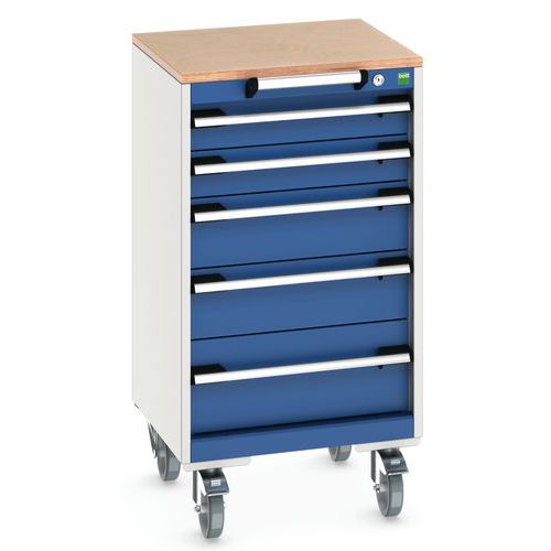 Bott Cubio mobil komód, 99 x 52,5 x 52,5 cm, 5 fiókos, multiplex/linóleum/szőnyeg