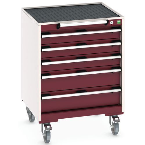 Bott Cubio mobil komód, 89 x 65 x 65 cm, 5 fiókos, multiplex/linóleum/szőnyeg