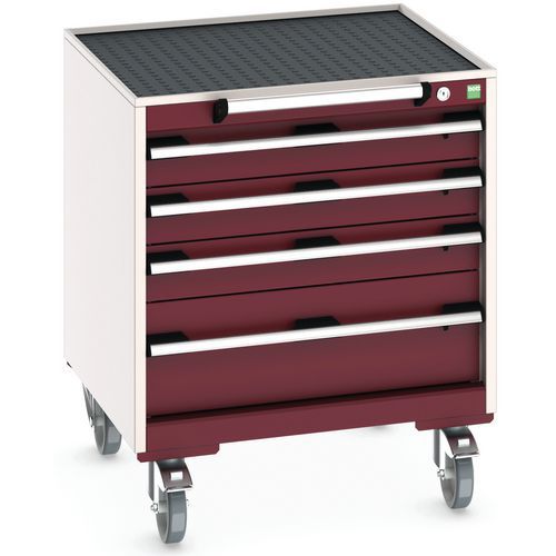 Bott Cubio mobil fiókos szekrény, 79 x 65 x 65 cm, 4 fiókos, multiplex/linóleum/szőnyeg