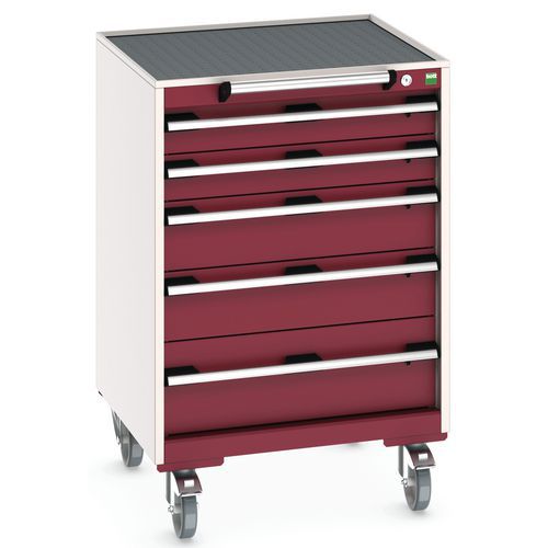 Bott Cubio mobil komód, 99 x 65 x 65 cm, 5 fiókos, multiplex/linóleum/szőnyeg