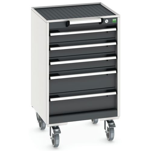 Bott Cubio mobil komód, 89 x 52,5 x 52,5 cm, 5 fiókos, multiplex/linóleum/szőnyeg