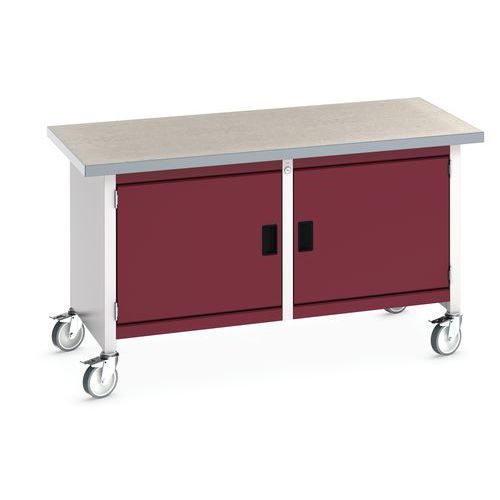 Bott Cubio Storage mobil műhelyasztal, 84 x 150 x 75 cm, 2 szekrény, multiplex/linóleum