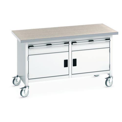Bott Cubio Storage mobil műhelyasztal, 84 x 150 x 75 cm, 2 fiók, 2 szekrény, multiplex/linóleum