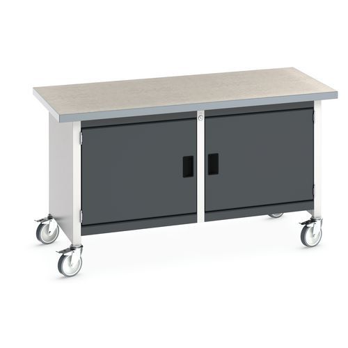 Bott Cubio Storage mobil műhelyasztal, 84 x 150 x 75 cm, 2 szekrény, multiplex/linóleum