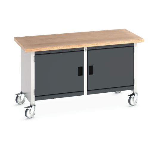 Bott Cubio Storage mobil műhelyasztal, 84 x 150 x 75 cm, 2 szekrény, multiplex/linóleum