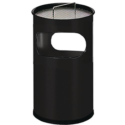 Kültéri fém szemétkosár Manutan Expert Stream hamutartóval, űrtartalma 30 l Kültéri fém szemétkosár Manutan Expert Stream hamutartóval, űrtartalma 30 l