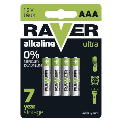 Alkalikus elemek RAVER AAA (LR03), 8 db