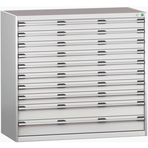Műhelyfiókok Bott Cubio 200, 120 x 130 x 65-75 cm, 10 fiók