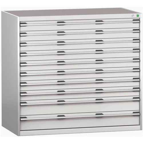 Műhelyfiókok Bott Cubio 200, 120 x 130 x 65-75 cm, 10 fiók