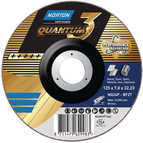 Norton fém köszörűkorongok Quantum 3, átmérő 125 és 230 mm Norton fém köszörűkorongok Quantum 3, átmérő 125 és 230 mm
