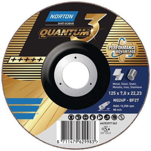Norton fém köszörűkorongok Quantum 3, átmérő 125 és 230 mm Norton fém köszörűkorongok Quantum 3, átmérő 125 és 230 mm