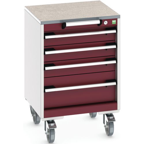Bott Cubio mobil fiókos szekrény, 79 x 52,5 x 52,5 cm, 4 fiókos, multiplex/linóleum/szőnyeg