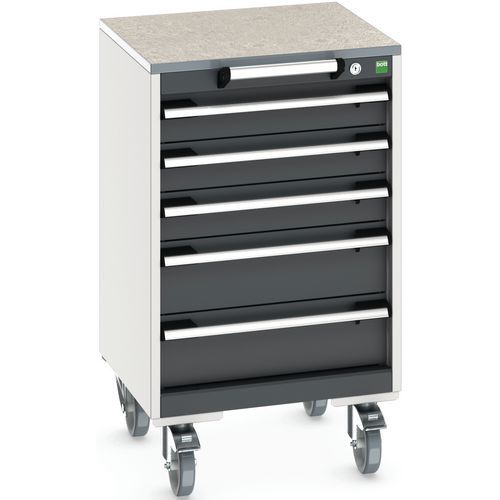 Bott Cubio mobil komód, 89 x 52,5 x 52,5 cm, 5 fiókos, multiplex/linóleum/szőnyeg