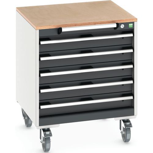 Bott Cubio mobil komód, 79 x 65 x 65 cm, 5 fiókos, multiplex/linóleum/szőnyeg
