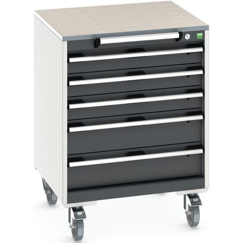 Bott Cubio mobil komód, 89 x 65 x 65 cm, 5 fiókos, multiplex/linóleum/szőnyeg