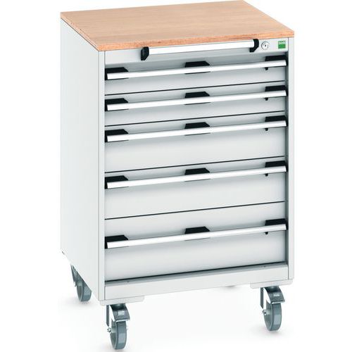 Bott Cubio mobil komód, 99 x 65 x 65 cm, 5 fiókos, multiplex/linóleum/szőnyeg