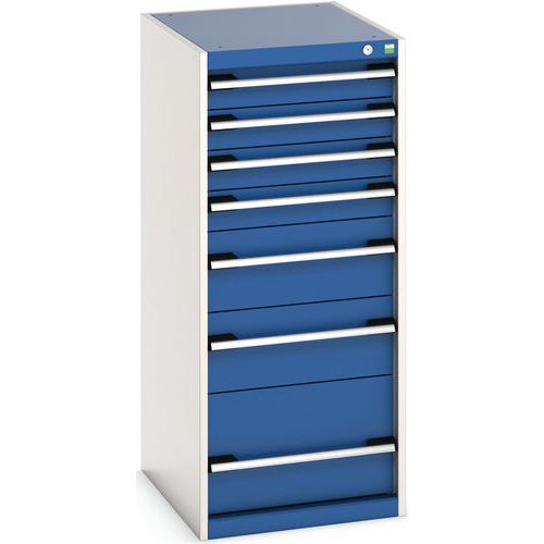 Műhely fiókos szekrények Bott Cubio, 120 x 52,5 x 52,5-65 cm, 7 fiók