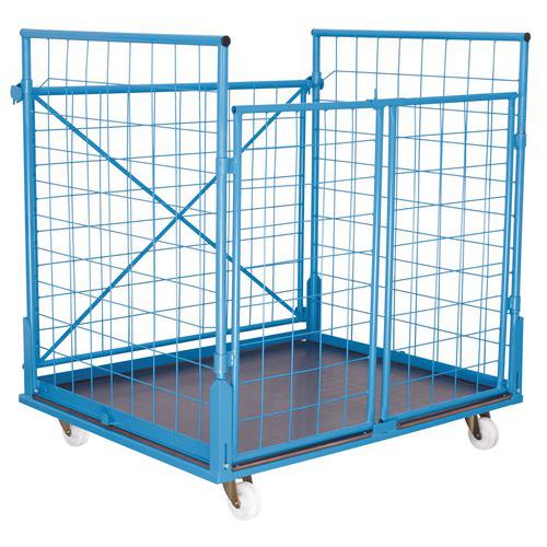 Rakásolható rácsos oldalfalú görgős tárolók Quadro, max. 500 kg-ig