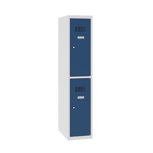 Alacsony iskolai öltözőszekrények, 2 rekeszes, 300 mm, hengerzárral