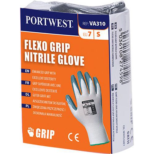 Vending Flexo Grip nitril védőkesztyű automatákhoz, fehér/szürke