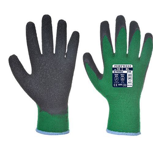 Thermal latex mártott kesztyű, zöld/fekete