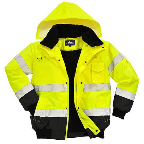 Hi-Vis Kontraszt Bomber dzseki, fekete/sárga
