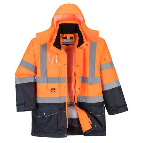 Hi-Vis 7 az 1-ben kontraszt Traffic kabát, kék/narancssárga