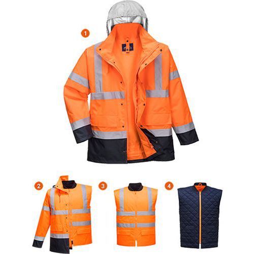 Hi-Vis 4 az 1-ben Contrast Traffic kabát, kék/narancssárga