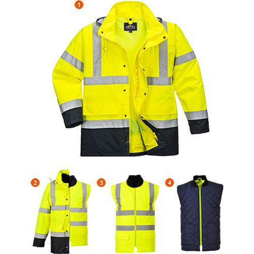 Hi-Vis 4 az 1-ben Contrast Traffic kabát, kék/sárga